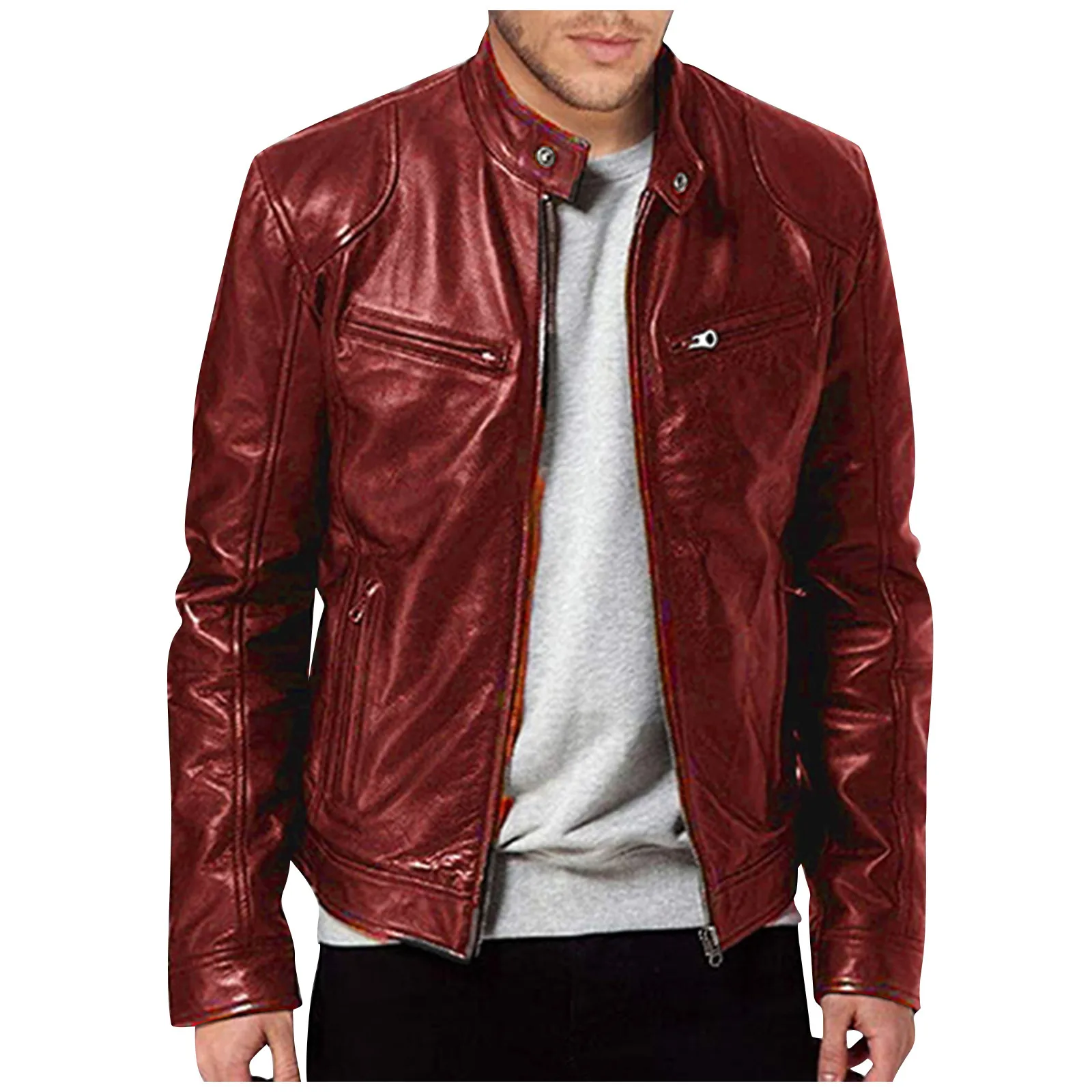 

Fashion Men Pu Leather Jackets Autumn Winter Warm Casual Leather Zipper Long Sleeve Comfortable Velvet Coat Top Casaco Masculino