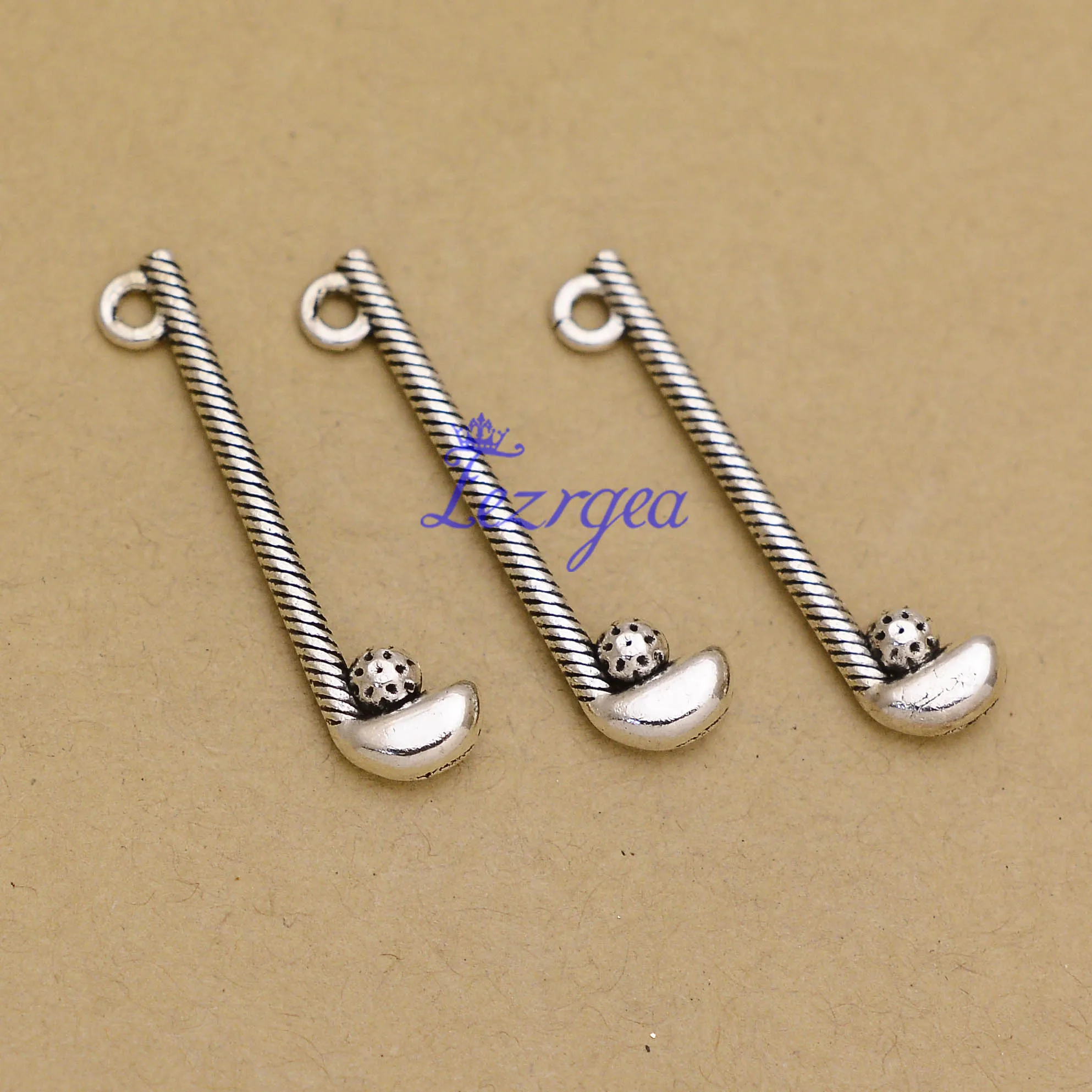 

30pcs/lot--32x8mm Antique Silver Plated Golf Club Ball Charms Sports Pendants DIY Supplies Jewelry Making Findings Accessories