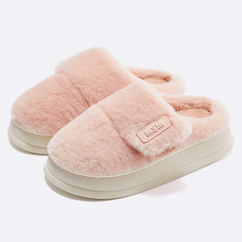 Winter New Fashion Leisure Indoor Solid Color Comfortable Soft Thick Sole Female Cotton Drag Outdoor Latex Cotton Slippers