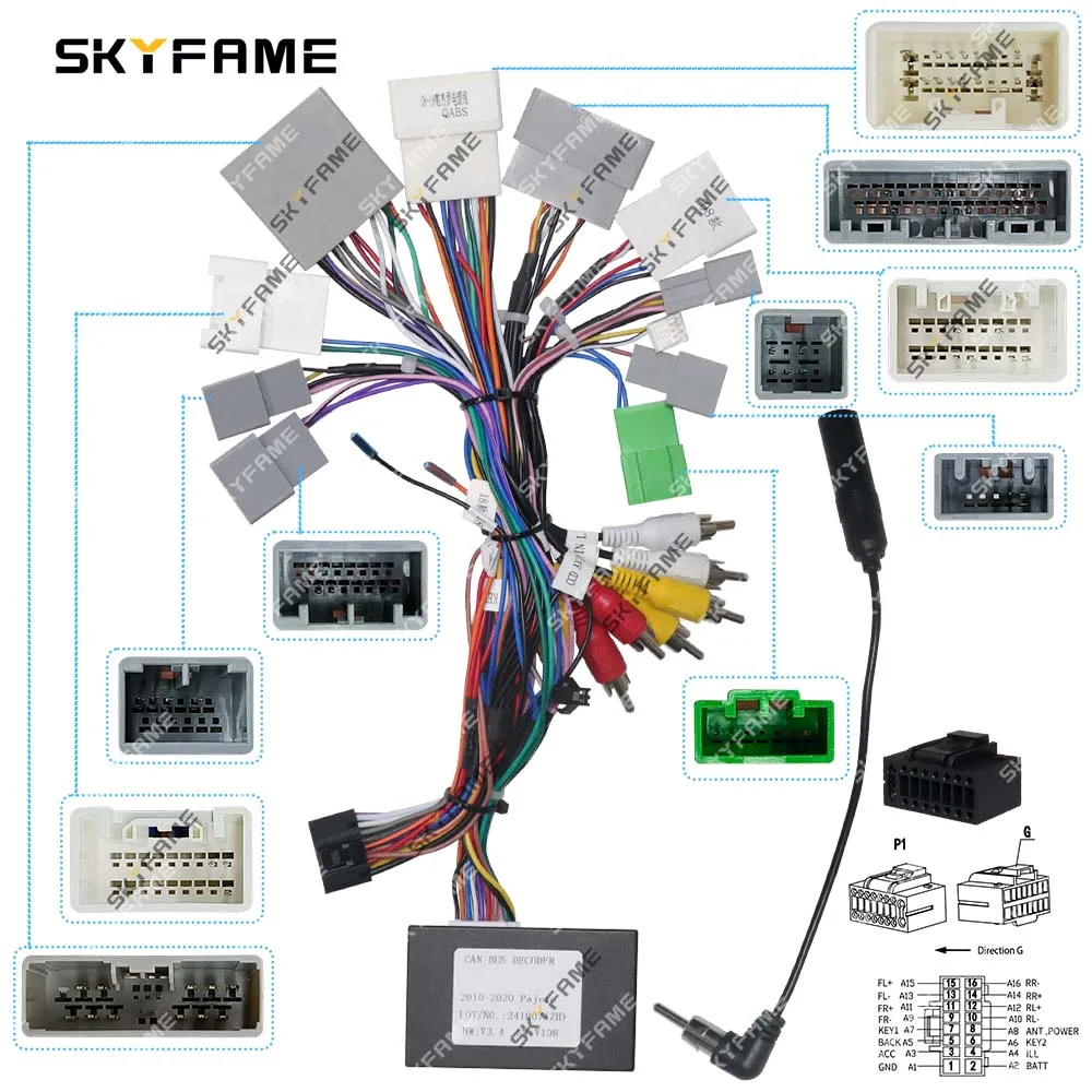 SKYFAME автомобильный 16-контактный жгут проводов адаптер Canbus Box декодирование Android