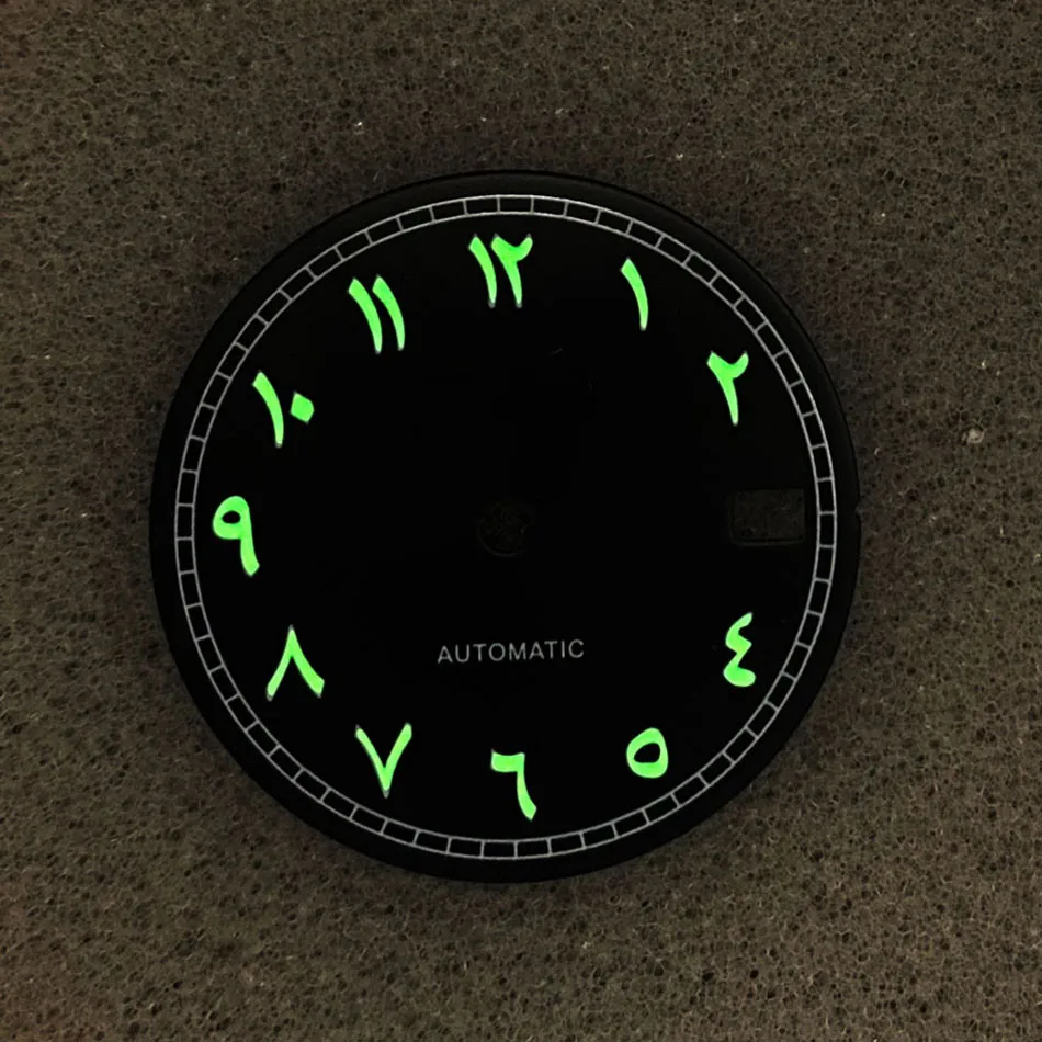 

Sun Pattern Modified Roman Word Coating Dial 28.5mm Green Luminous for Nh35/36 Movement