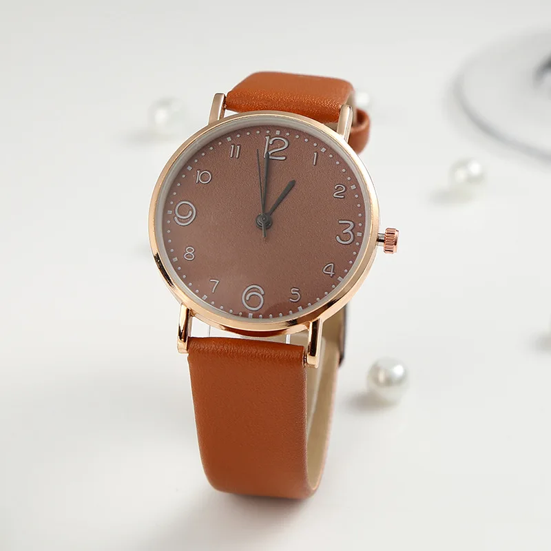2023 New Hot Casual Simple Digital Women's Quartz Leather Watch Fashionable and Exquisite Gift for Girlfriend