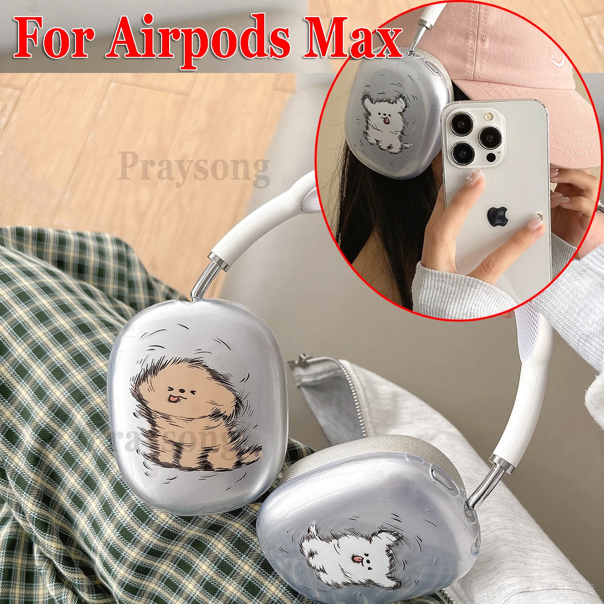 Фото Милый чехол для собаки для Airpods Max, защитный чехол с изображением животных для наушников Apple Bluetooth, чехол для Airpods Max, защита гарнитуры №1