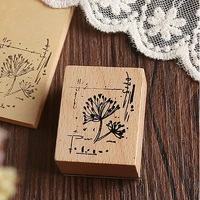 3pcslot vintage plants series wooden stamps set 4536mm diy stickers decoration journal planner stationery gift