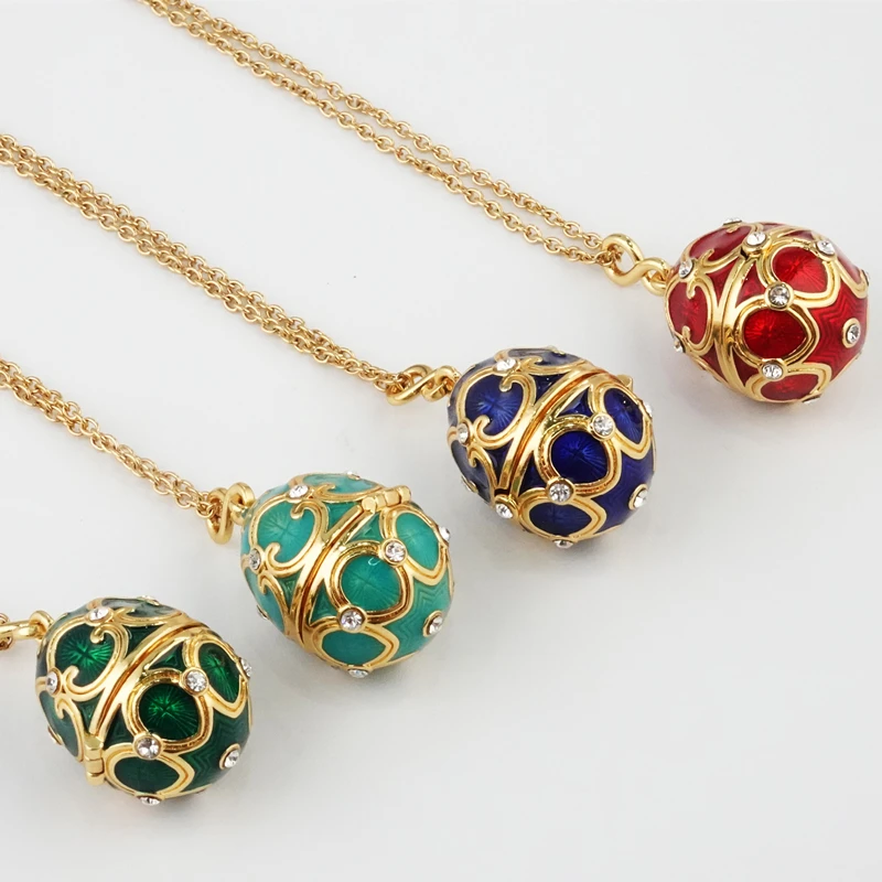Эмалированная подвеска в виде пасхального яйца Faberge ручной работы ожерелье