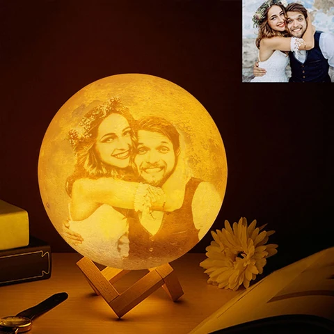 3D печать лунная лампа персонализированный фото текст индивидуальный ночник USB перезаряжаемый день рождения День матери подарок на день Святого Валентина лунный подарок
