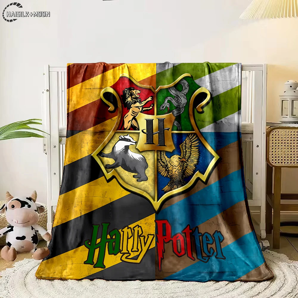 Одеяло с флагом Волшебной школы Гарри Поттера теплое мягкое пушистое для детей и