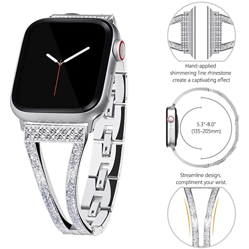 Ремешок металлический для Apple Watch браслет из нержавеющей стали iwatch 8 7 6 5 4 3 SE 44 мм 42