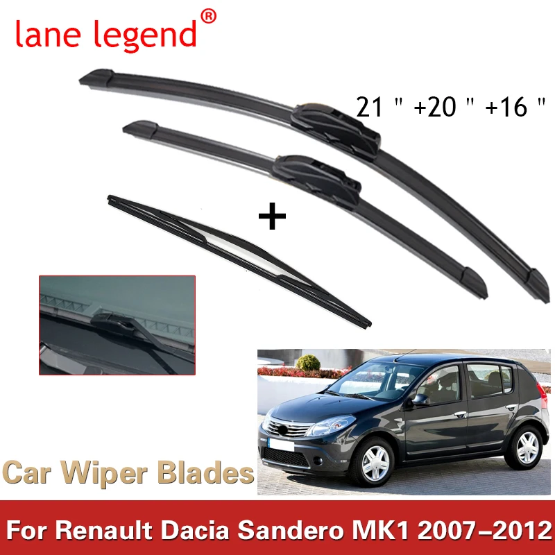

Car Wiper Front & Rear Wiper Blades Set Kit For Dacia Renault Sandero MK1 2007 - 2012 Windshield Windscreen Window 21"20"16"