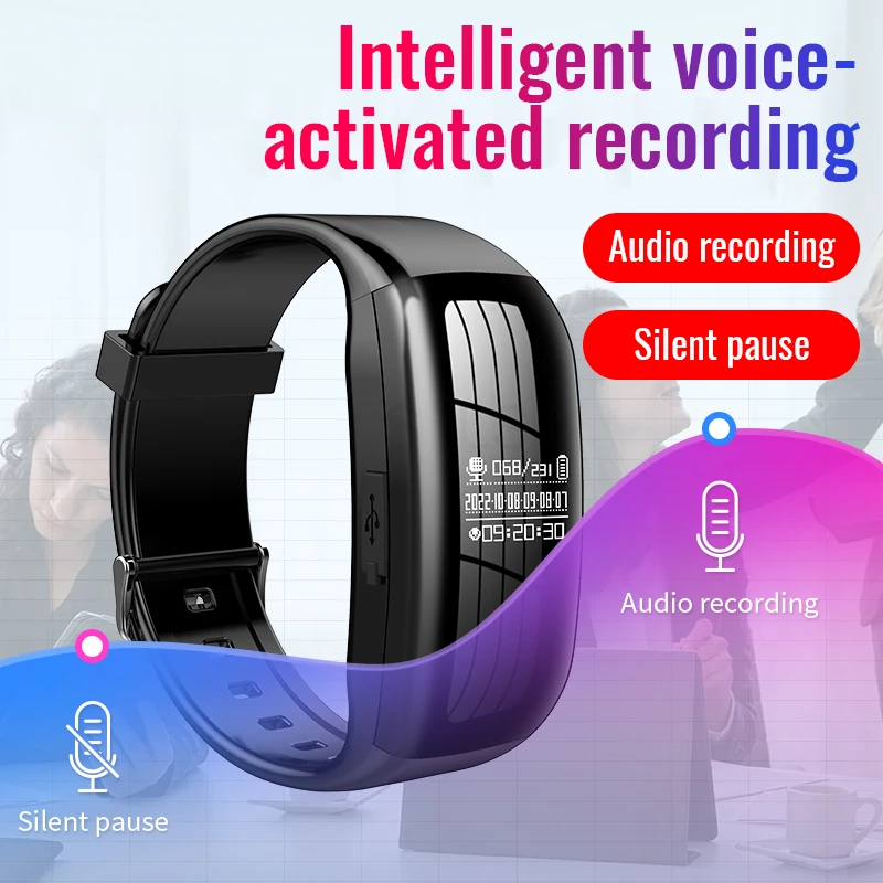 

2023 New D5 Digital Voice Recorder Wrist Watch Noise Reduction Audio Dictaphone WAV MP3 Player Sound Activation Recording Pen