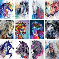 gatyztory 60x75cm frame diy painting by numbers kits colorful horse animals hand painted oil paint by numbers for home decor art