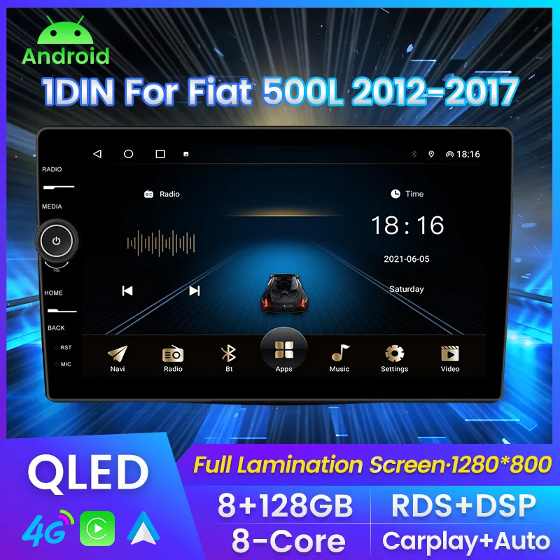 

Автомобильный видеоплеер MLOVELIN все в одном для Fiat 500L 2012 2013 2014 2015 2016 2017 GPS навигация QLED Android 11 Carplay Auto