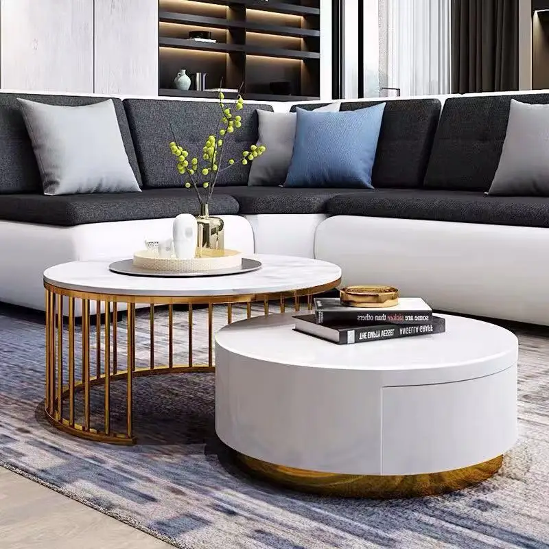 

Living Room Center Table Legs Coffee Table Side Table Marble Top Luxury marble coffee table Smart glass round coffee table