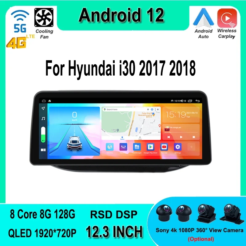 

Android 12 Car Radio Multimedia Video Player Navigation Stereo GPS Autoradio For Hyundai i30 2017 2018 Carplay Auto DVD