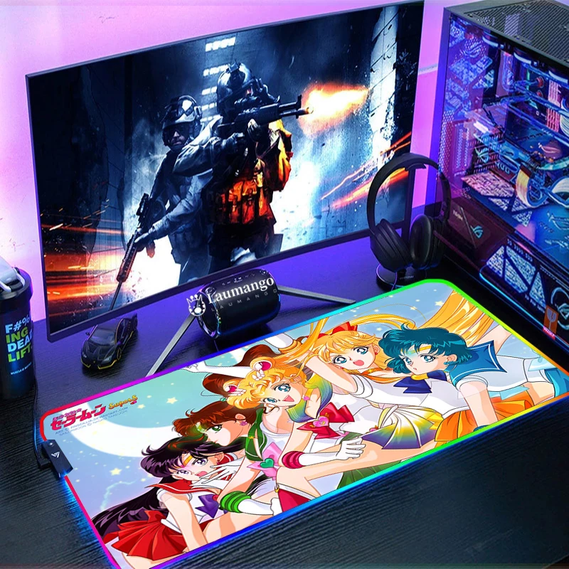 

Sailor Moon Pc Accessories Gamer Keyboard Pad Mouse Gaming Desk Protector Mousepad Xxl Mat Large Extended Mice Keyboards Office