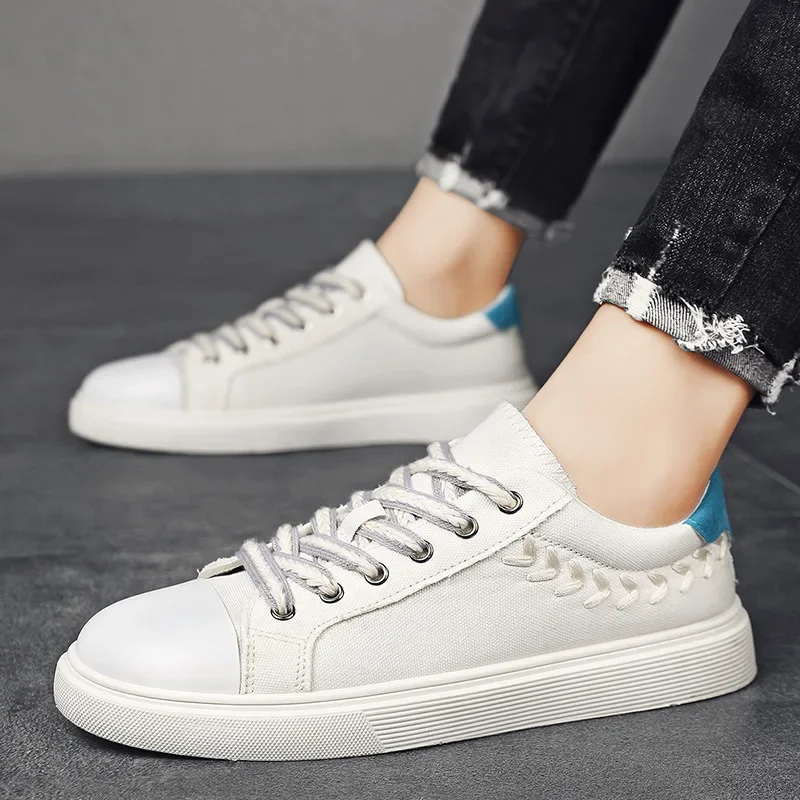 

Teenagers low-top casual canvas shoes new outdoor sports breathable white shoes fashion trend flat bottom board shoes male
