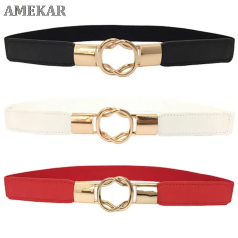 women thin elastic waist belt dress apparel accessories high quality 4 colors fashion pu black white waist brand hot sale free global shipping