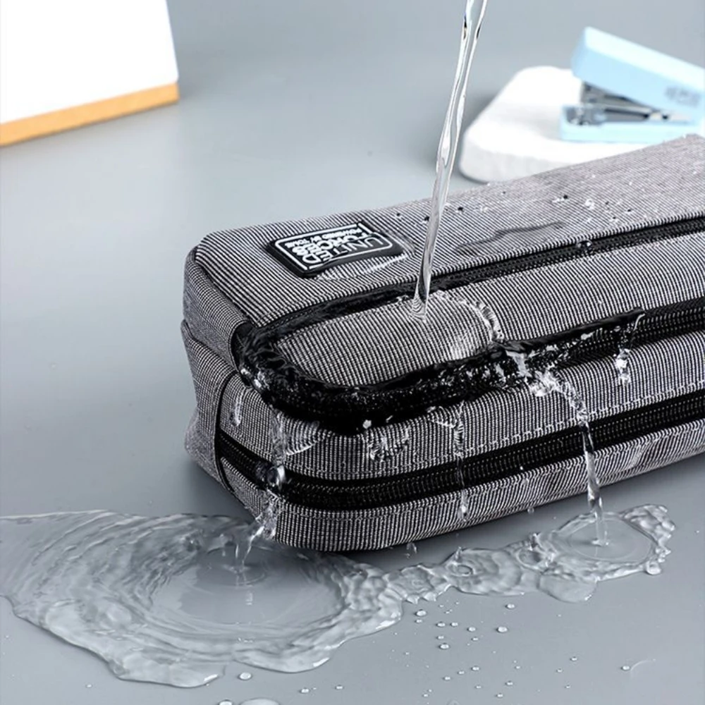 Портативная трехслойная вместительная сумка для карандашей холщовая ручка