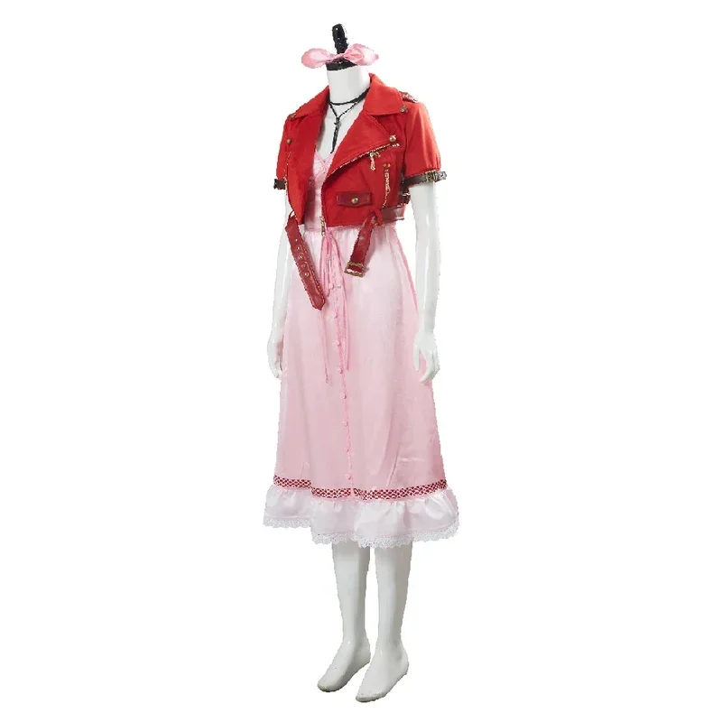 Final Cosplay Fantasy VII 7 Aerith Aeris Gainsborough Косплей Костюм Платье Yuffie Kisaragi Moogle Накидка Наряд
