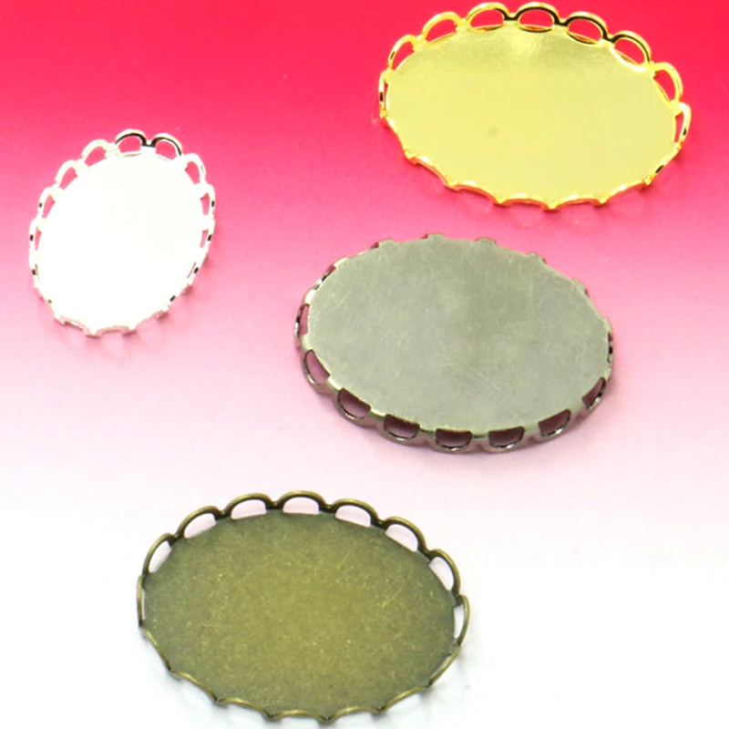 

20pcs 13*18/18*25/30*40mm Lace Pendant Blanks Base Bezel Setting Tray for Cameo Cabochons Accessories Wholesale