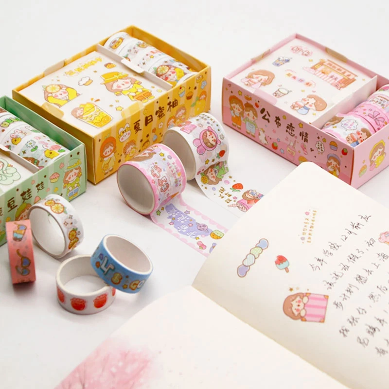 

Наклейка с милым рисунком Washi канцелярские принадлежности для скрапбукинга Diy декоративная клейкая лента наклейки Подарочная коробка набор подарков