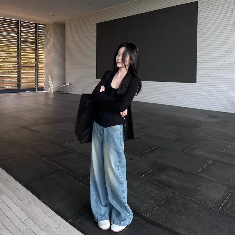 Женские джинсовые брюки с высокой талией