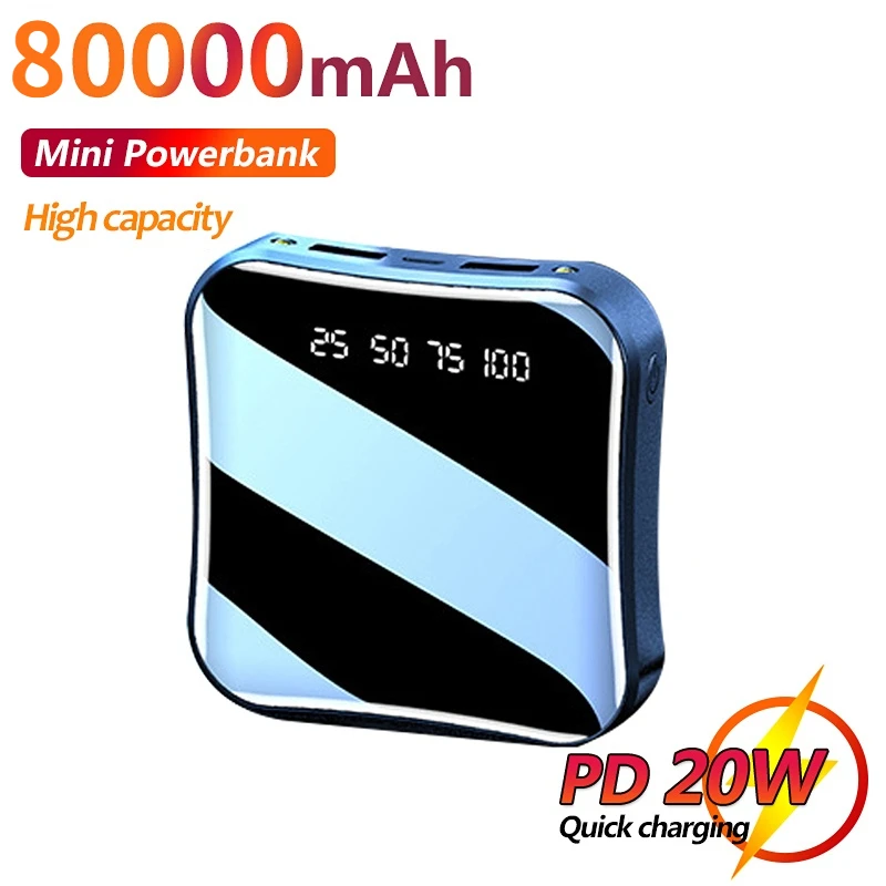 

Mini Power Bank 80000mAh High Capacity Fast Charger Portable External Battery Outdoor Travel Emergency for Xiaomi Samsung IPhone