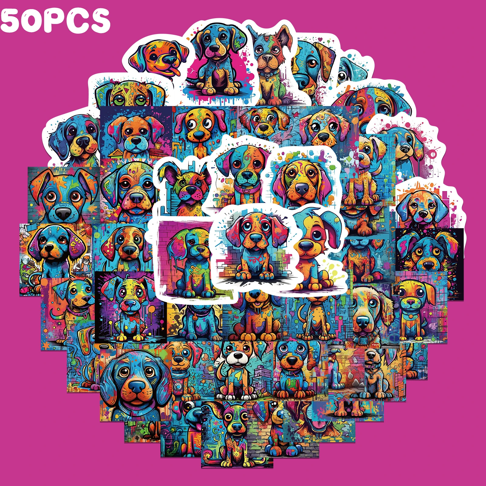 

10/50PCS Colorful Graffiti Pet Dog Animal Creative Graffiti Sticker Bike Skateboard Car Helmet Notebook Computer Wholesale