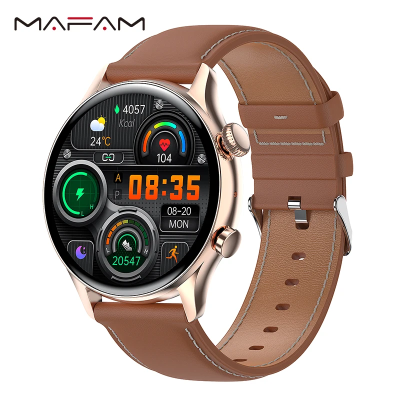 

Мужские Водонепроницаемые Смарт-часы MAFAM, 1,36 дюйма, AMOLED, 390*390