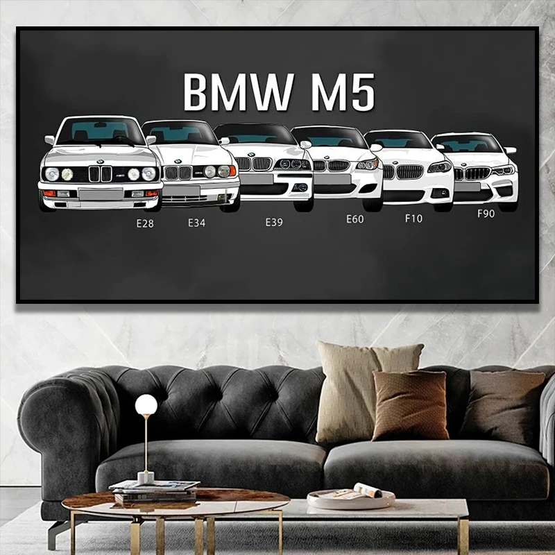 Постеры для автомобилей Bmw M5 &amp M3 M7 белая спортивная Автомобильная серия Картина