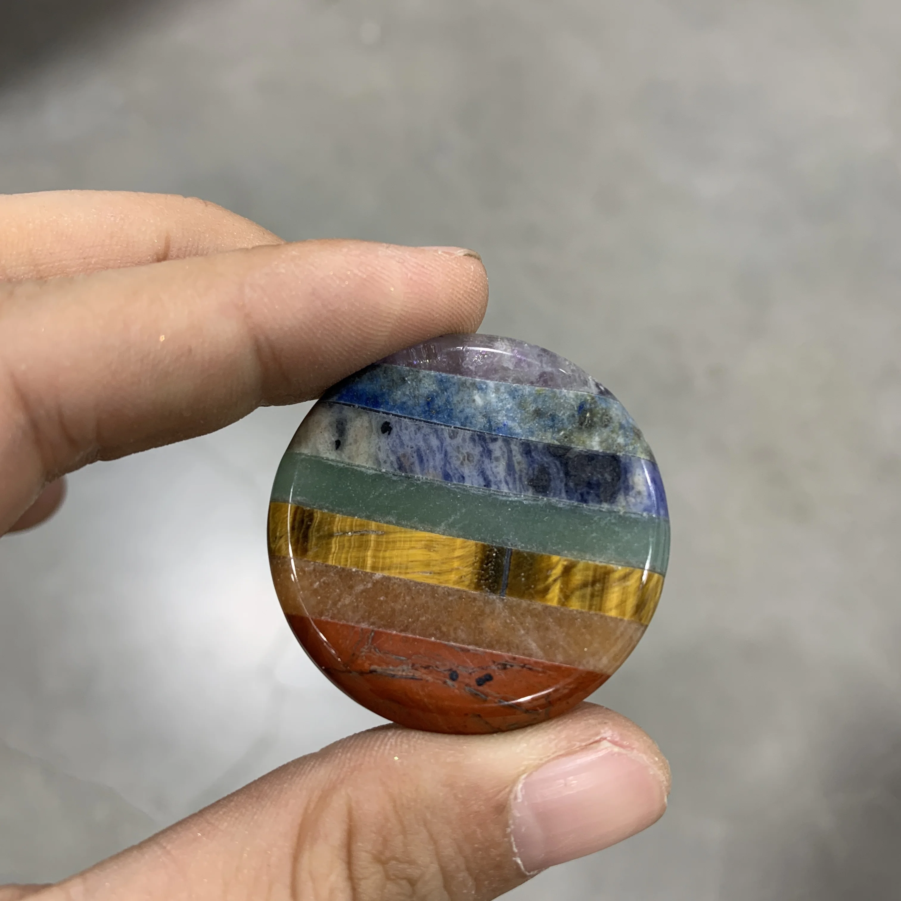 

Круглый камень-чакра, 7 кристаллов чакр, лечебные камни, медитация, Хрустальный массаж большого пальца