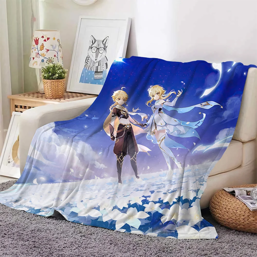 

CLOOCL Popular Game Anime Genshin Blanket 3D Hiking Picnic Flannel Blanket Teen Bedding Plush Quilt Throw Blanket Drop Shipping