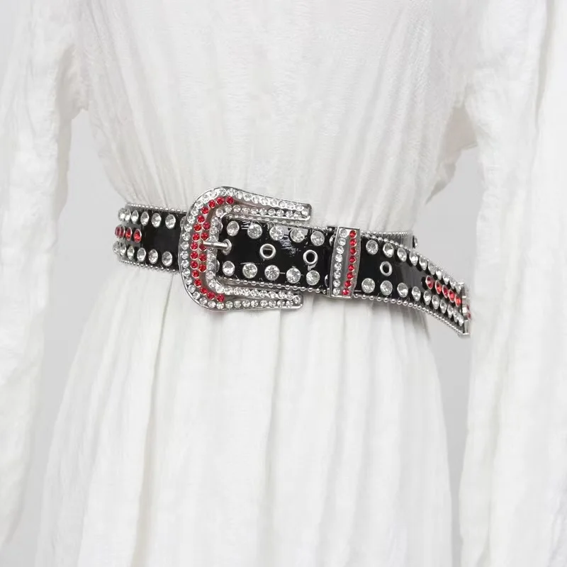 Luxury Belts for Women Designer Brand Wide Waist Belts Korean Fashion Diamond Rock Bling Strap Belt Women Belts for Dress