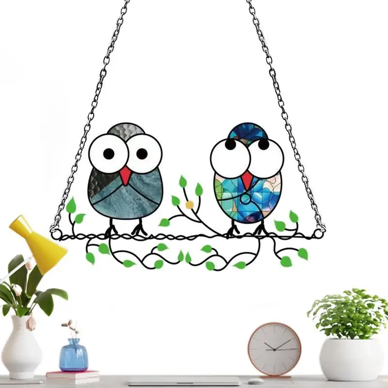 

High Stained Acrylic Sun Catcher Panel Acrylic Bird Sun Catcher Hanging Owl Multicolor Owls On A Wire Owl Sun Catcher For Window