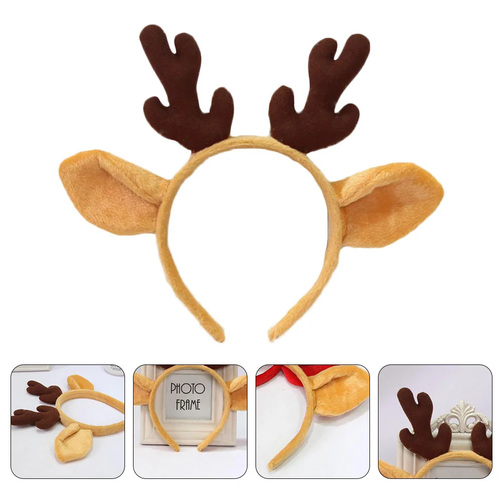 

Elk Horn Headdress Xmas Headwear Headband Christmas Antler Hair Clasp Photo Fabric