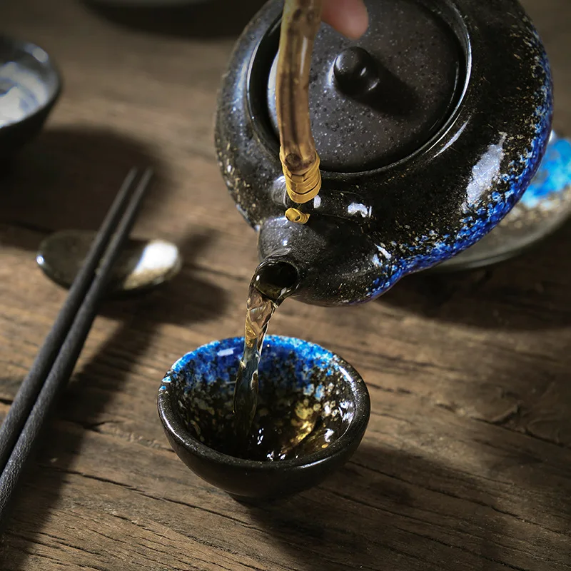 

Japanese Ceramic Seafood Soup Small Earth Bottle Steam Retro Portable Beam Japanese Cuisine Tableware Restaurant Tea Pot