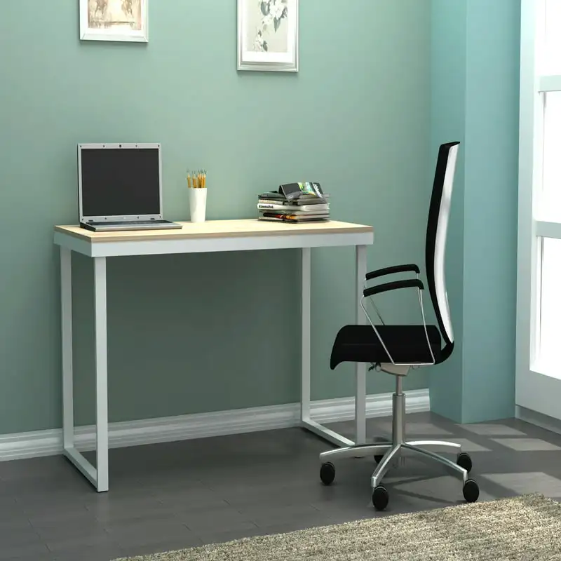 

Wooden Metal Surface Desk, White Natural