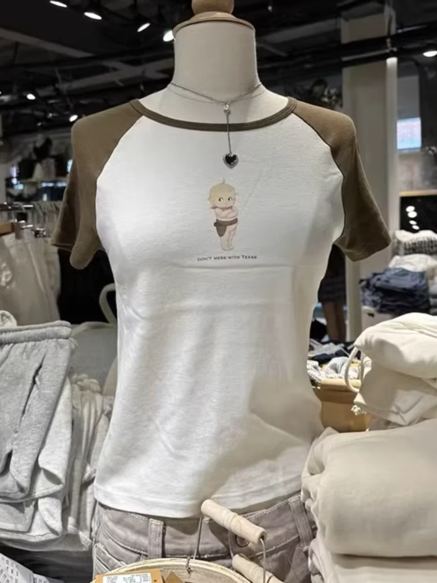 Женская футболка с милым мультяшным принтом ангела Fairycore хлопковые футболки