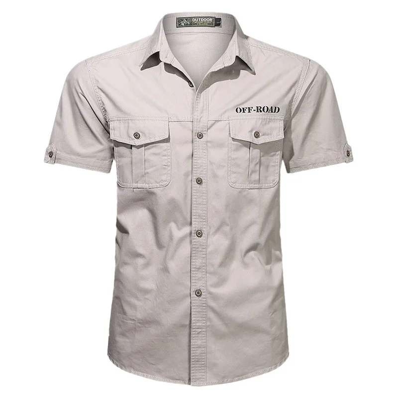 

Military Cargo Shirts Men Summer Wear-resistant Short Sleeve Work Shirt Outdoor Army Tactical Shirts Multi-pocket Chemise Homme
