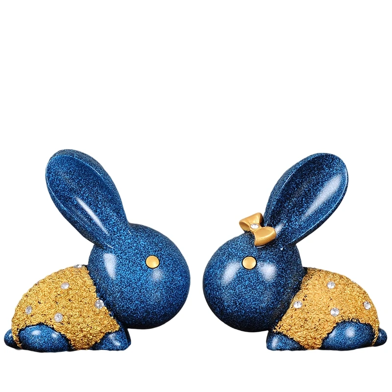 

2pcs/Pair Couple Bunny Figurine Home Decoration Resin Rabbit Statue Ornaments Animal Sculpture Decor Wedding Lover Birthday Gift