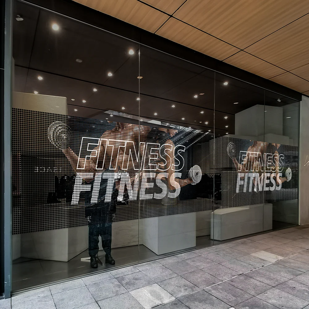 QiAds на заказ силовой смысл тренажерный зал линия талии рекламная стеклянная