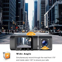 dual lens car dash cam dv registrator full hd video recorder front and inside cabin camera for taxi drivers