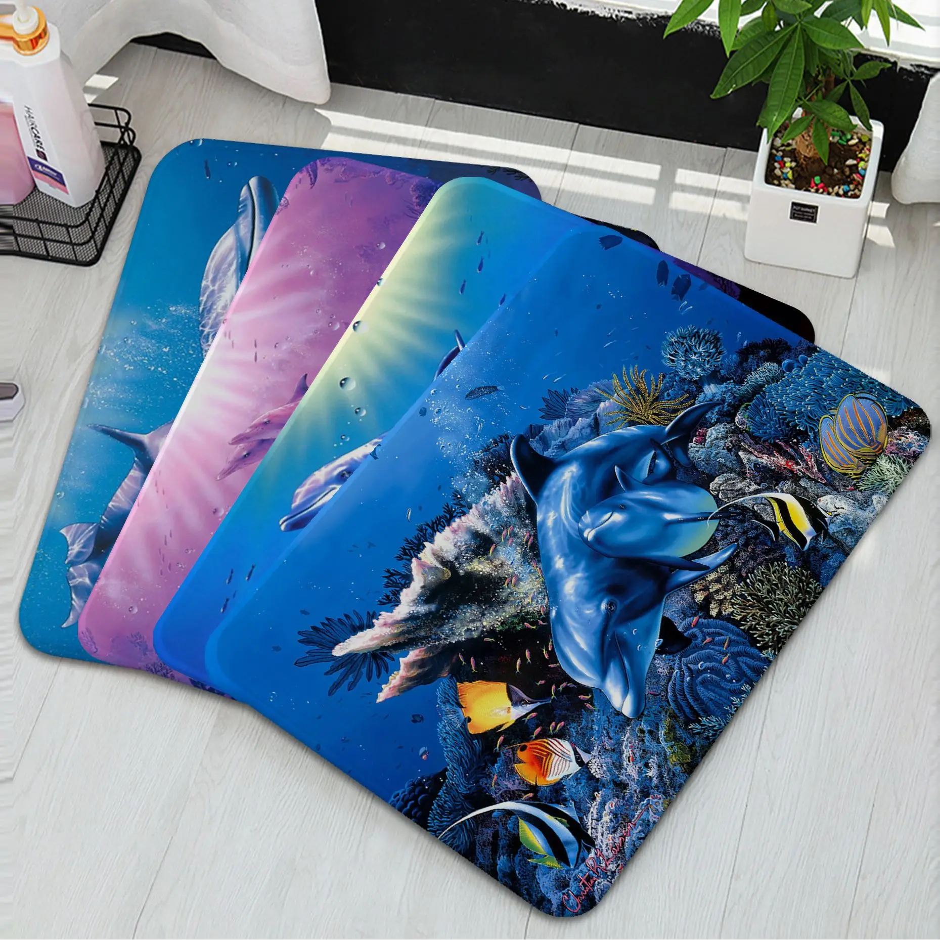 

Animal Dolphin Bath Mat Nordic Style Bedroom Living Room Doormat Home Balcony Anti-Slip Welcome Rug