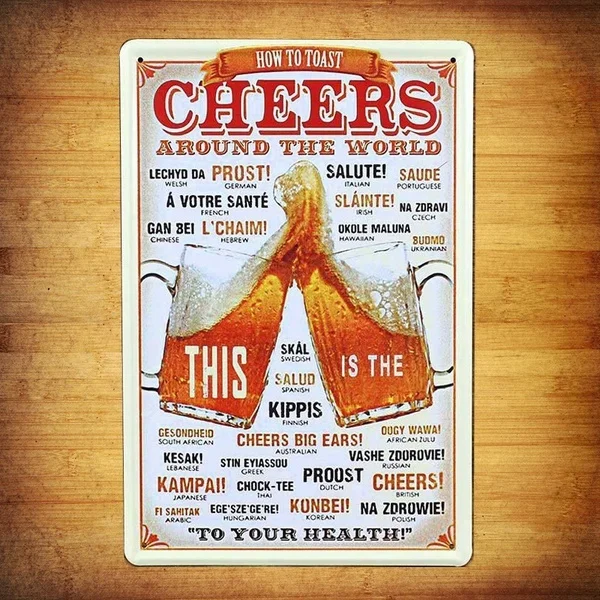 

Cheers Toast Beer Tin Sign Vintage Metal Painting Retro Poster Bar Decoration Home Decor Art Wall Metal Painting 20x30cm Poster