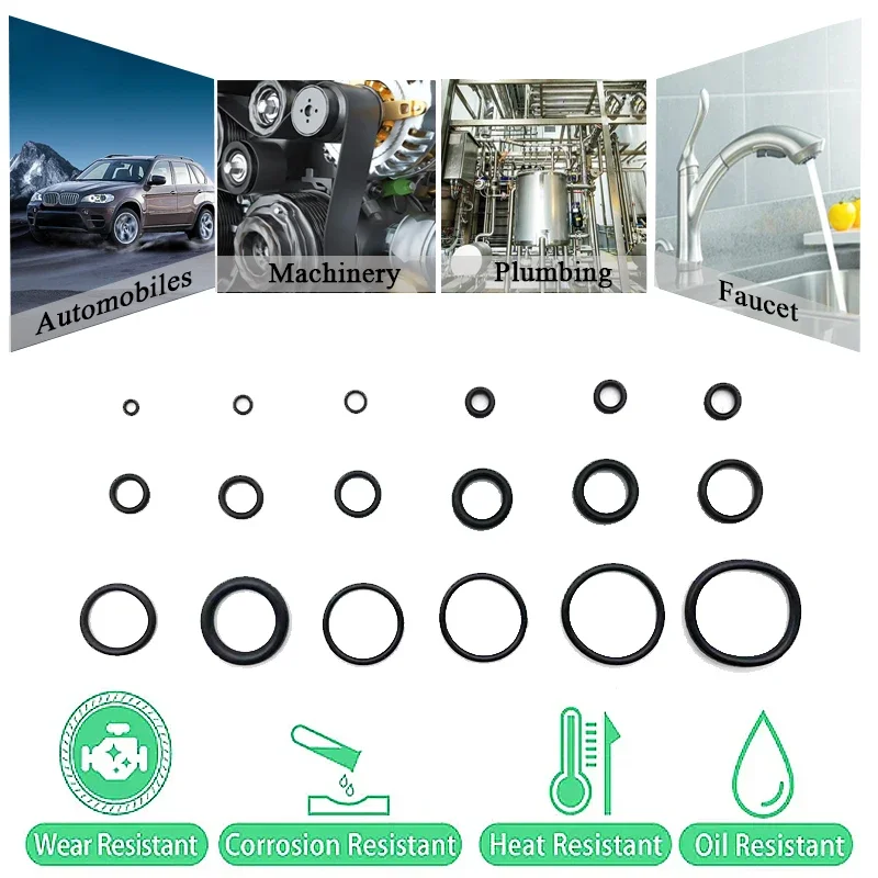 800 шт. NBR уплотнительное кольцо комплект прокладок толщина CS1 2 4 3 мм