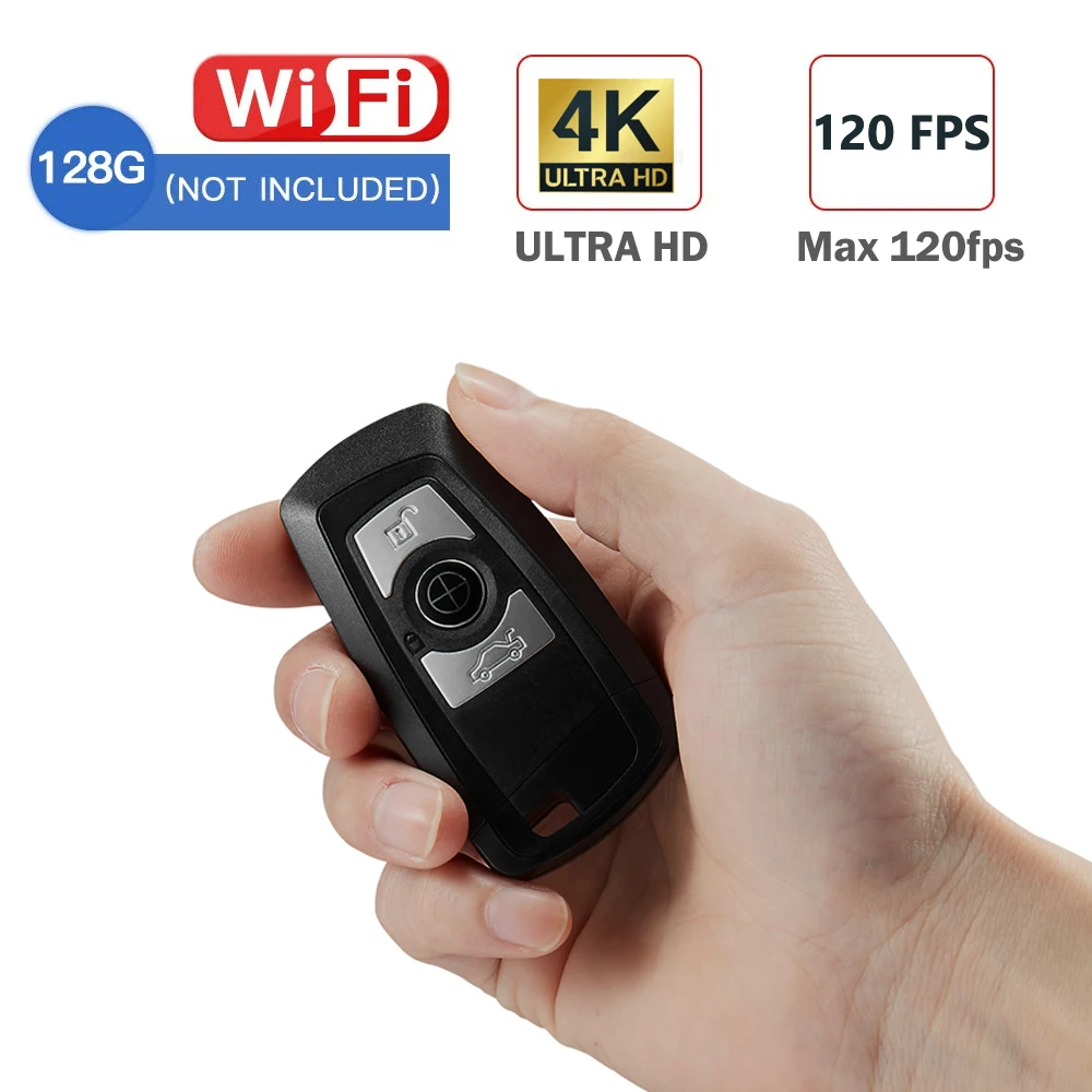 

4K Wirless Portable Covert Carkey Camera Full HD WiFi Mini IP Car Key Security Camera One Click Recording HD Noise Reduction