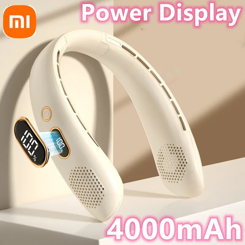 

XIAOMI 4000 мАч подвесной шейный вентилятор переносной USB Перезаряжаемый светодиодный дисплей для путешествий уличные спортивные вентиляторы портативный ленивый без лопасти