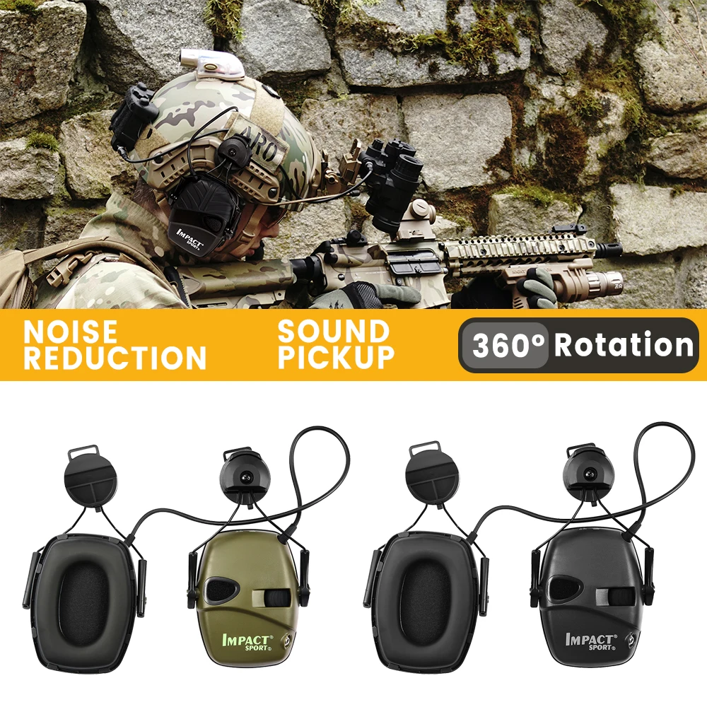 

Тактические наушники для стрельбы, Электронная Защита слуха, защита ушей, шумоподавление, ударный спортивный шлем, устанавливаемая версия