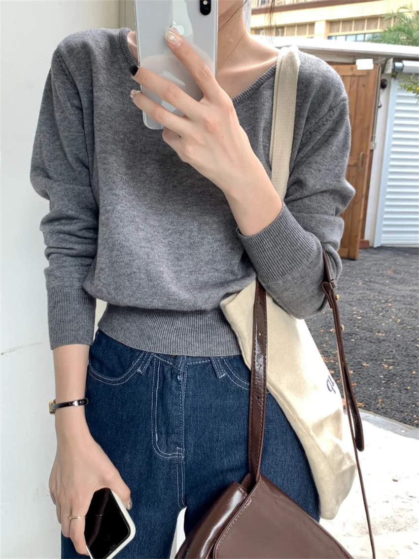 

Alien Kitty High Waist Sweaters Women Pullovers 2022 Autumn Elegant Slim New All Match Loose Full Sleeve Knitted Office Lady