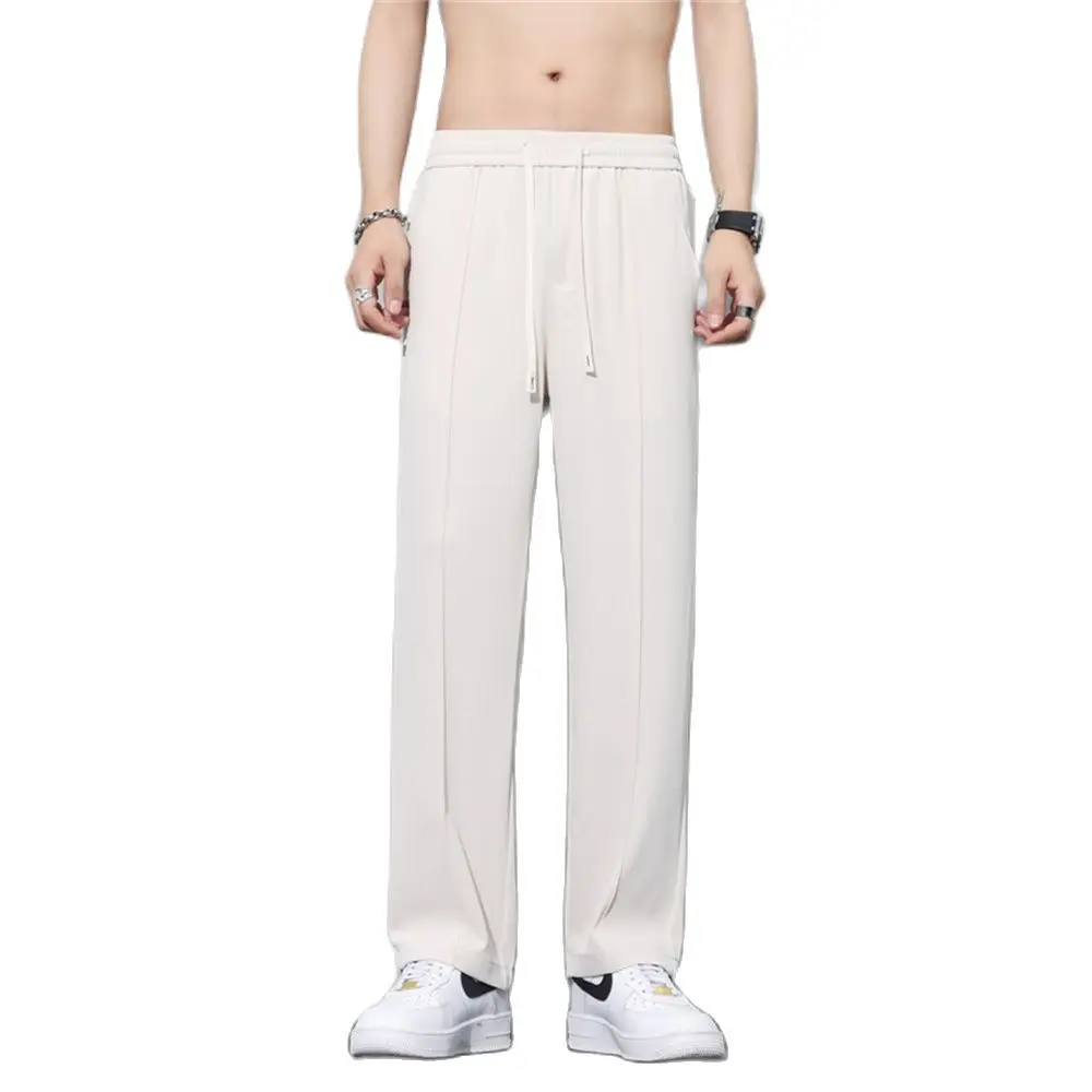 

Spring Summer Men's Casual Pants Ice Silk Thin Sports Pants Men's Elastic Straight Trousers Breathable Quick-drying Pants
